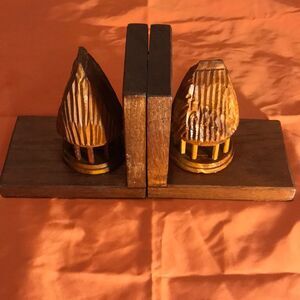 Vintage Primitive Wood Tiki Bookends Hand carved Hawaiian Polynesian 1ofaKIND